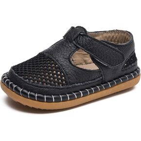 DADAWEN Boy's Girl's Leather Closed Toe Summer Athletic Sandals Baby Toddler Lightweight Non-Slip Soft Sole Outdoor Walking Shoes