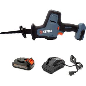 SENIX X2 20 Volt Max* 7/8-Inch Compact Reciprocating Saw Power Tool Set, Variable Speed, 3000 SPM Max, Tool-Less Blade Clamp, 3-Mode LED Light, 2.5 Ah Battery and Charger Included (PSRX2-M2)