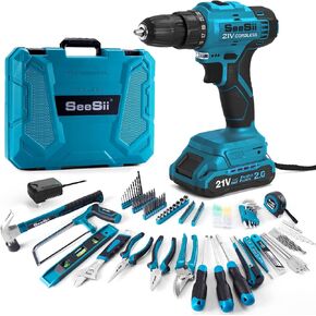 SEESII مجموعة أدوات مع الحفر ، 230pcs أداة مجموعة مع تدريبات طاقة اللاسلكي 21V ، المساعد العظيم لإصلاح المنزل والتركيب ، إصلاح الدراجات ، الأعمال الخشبية وأعمال البستنة