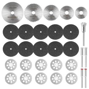 SUNJOYCO 30Pcs Cutting Wheel Set for Rotary Tool, HSS Circular Saw Blades Diamond, Resin Cutting Discs for Wood Plastic Stone