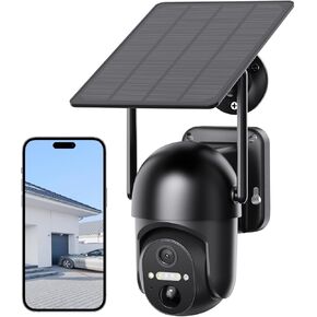 Solar Security Cameras Wireless Outdoor with 360° Panoramic View, 2K Live Video, Color Night Vision, PIR Motion Alerts, Remote Access, Support 2.4ghz WiFi Outside Camera for Home Surveillance