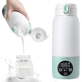 Portable Baby Bottle Warmer, 17oz Large Capacity Bottle Warmer, Fast Breastmilk Water Warmer On The Go with LCD Display, 98-158°F Temperature Adjustment, for Vehicle, Car, Airplane Journey