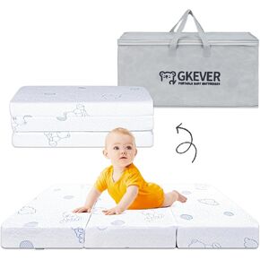 Pack and Play Mattress, 38x26 Dual-Sided High Resilience Memory Foam Trifold Baby Mattress for Pack n Play, Foldable Travel Pack n Play Mattresses Pad with Removable Cover & Carrying Bag