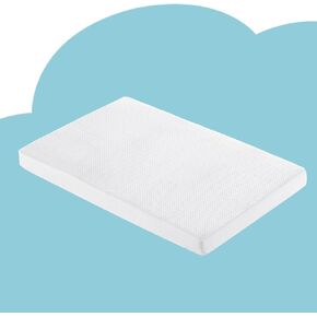 Waterproof Pack and Play Mattress, Portable Crib Mattress for Babies and Toddlers, Memory Foam 38 X 26 Inches Dual Sided Mattress, Washable Cover & Storage Bag