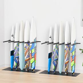 Surfboard Rack Vertical Surfboard Wall Mount - 4 Arms / 6 Arms Storage Rack with Rubber Mat, Paddle Rack for SUP, Surfboard, Paddle, Ski, Skateboards