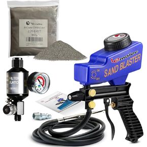 LE LEMATEC Sandblasting Kit: Portable Sandblaster, Air Compressor Regulator & Water Separator, Corundum Blasting Media - Rust & Paint Removal Essentials