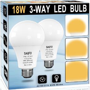 4-Pack 3 Way LED Light Bulbs,3 Way Light Bulbs 40 100 150W Equivalent,A19 Three Way Light Bulbs 520 1120 1700Lm Soft White 3000K, E26 Medium Base for Bedroom Living Room Study 2