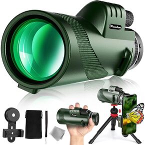 Pankoo 40X60 Monocular Telescope with Smartphone Holder & Upgraded Tripod, 2024 BAK4 Prism FMC Monoculars for Adults, HD Monocular Scope for Bird Watching Hiking Concert Camping Travelling