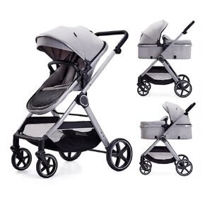 2 in 1 Baby Stroller, Newborn Infant Toddler Convertible Bassinet Pram Stroller for 0-36 Months Old Babies (Black)