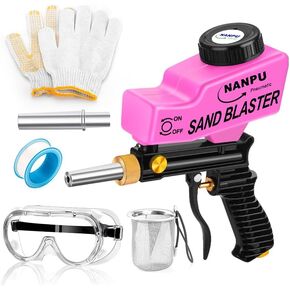 NANPU Air Sand Blaster Gun with Gravity Feed - Metal Nozzle, Plastic Body | for Paint, Rust Removal, and Glass Etching | Versatile for Aluminum, Sand, Walnut Shells, and Soda Blasting Applications