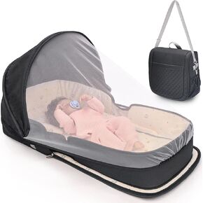 YVMVDV Portable Travel Bassinet for Baby， Portable Travel Baby Bed, Cosleeping Baby Bed with Mosquito Net and Baby Diaper Changing Pad,Lightweight and Foldable