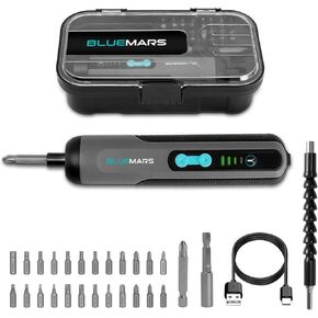 Electric Rechargeable Screwdriver Set 3.6V 2AH Cordless Mini Small Battery Power Screwdriver with 27-Piece Bit, Dual Led Working Light,Storage Box, Type C Cable,Adjustable Torque (Max 5N.M)