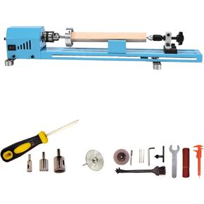 Mini Wood Lathe Machine Multi-Purpose Upgraded And Lengthened Processing Diameter 11inch Support Turning Cutting Sanding Polishing Wood, Professional Customized Tool Accessories
