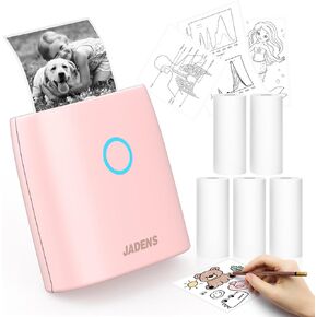 JADENS Sticker Printer with 5Rolls Thermal Paper