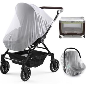 Mosquito Net for Stroller - Baby Mosquito Net for Bed - Durable Crib Nets for Pushchairs, Bassinets, Cots, Pack N Plays and Portable Mini Cots with 1 Storage Bag (White)