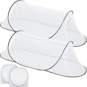 2 Pcs 78 * 39 * 28 Inch Large Pop up Mosquito Tent Portable Foldable Mosquito Net for Bed Camping Travel Patio Outdoor Fly Crib Bug Netting Mesh Tent Canopy for Adults Baby Bedroom