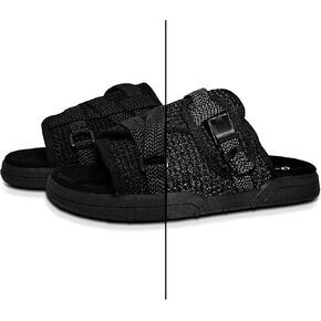 DracoSlides Reflective Slides for Men and Women, Wrapped in Reflective 3M with Adjustable Straps for Wide/Narrow Feet, Sandals with Arch Support & Slip Resistant, Men & Women Footwear, Black