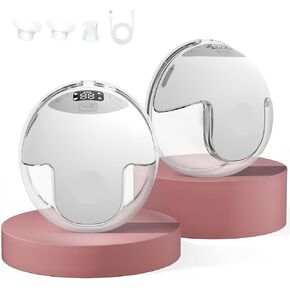 Wearable Breast Feeding Pump Portable, Electric Breast Pump Hands Free with 4 Modes &12 Levels,Strong Suction, LED Display, 24mm Sealed Flange,2 Pack