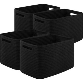 Storage Baskets for Organizing, Woven Decorative Baskets for Shelves - Books, Towels, and Clothes, Cotton Rope Toy Storage Bins, 12.7''Lx9''Wx7.8''H, Pack of 4, Brown