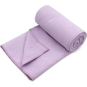 Eunzel Yoga Towel,Hot Yoga Mat Towel with Grip Dots Sweat Absorbent Non-Slip for Hot Yoga, Pilates and Workout 24" x72", Blue