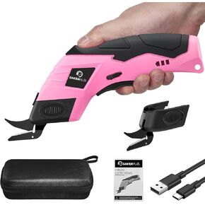 Cordless Electric Scissors, Fabric Scissor, Powerful Pinking Shears, Rechargeable Cardboard Cutter, Craft Scissors for Carpet Fabric Cardboard Leather Felt Cutting(2 Blade,Storage Bag)