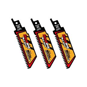 Carbide Reciprocating Saw Blade, 6-Inch 8 TPI – High-Speed Cutting for Hard Metals, Cast Iron, Alloy Steel. Durable Carbide Teeth, Efficient Cutting. Universal 1/2-Inch Shank, 3-Pack.