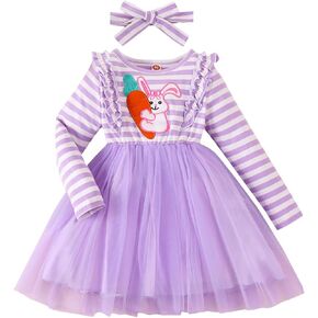 Toddler Baby Girls Christmas Dress Long Sleeve Fall Winter Dress Santa Claus Tulle Tutu Xmas Dress with Headband