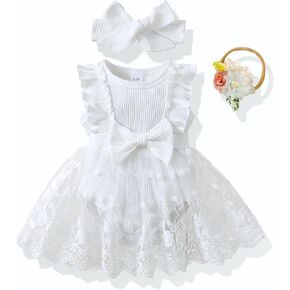 Renotemy Newborn Baby Girl Lace Romper Infant Summer Boho Flower Tulle Dress Party Gifts Newborn Photography Outfits