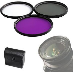 3-in-1 58mm Lens Filter Set – UV, CPL, FLD Filters for DSLR and Mirrorless Cameras – Digital Photography Accessories with Storage Pouch