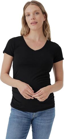 Pact Organic Cotton V-Neck Ruched Maternity Tee Shirts, Soft Pregnancy Top with Stretch in Saudi Arabia