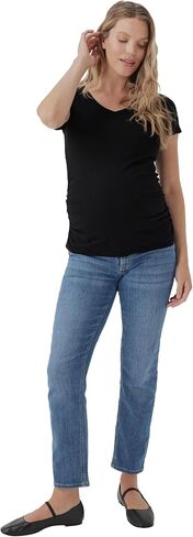 Pact Organic Cotton V-Neck Ruched Maternity Tee Shirts, Soft Pregnancy Top with Stretch in Saudi Arabia