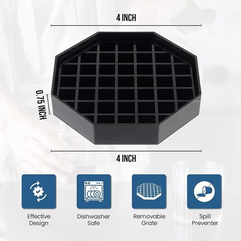 OCS Parts 4-Inch Coffee Countertop Drip Tray | 4-Pack | Spill Preventer Octagon Drip Tray with Removable Honeycomb Grate | Easy to Clean Dishwasher Safe in Kuwait