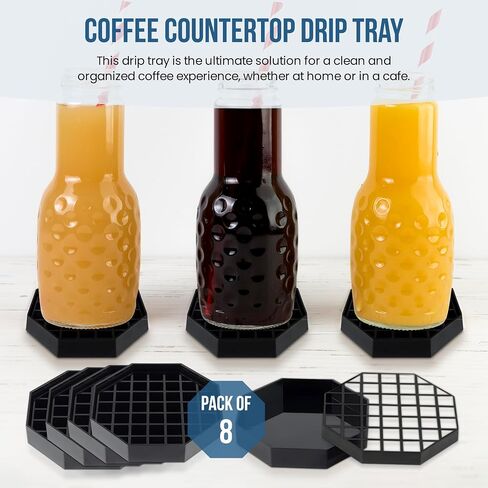 OCS Parts 4-Inch Coffee Countertop Drip Tray | 4-Pack | Spill Preventer Octagon Drip Tray with Removable Honeycomb Grate | Easy to Clean Dishwasher Safe in Kuwait