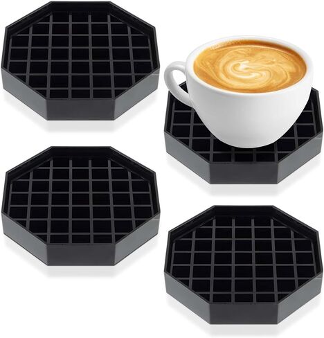 OCS Parts 4-Inch Coffee Countertop Drip Tray | 4-Pack | Spill Preventer Octagon Drip Tray with Removable Honeycomb Grate | Easy to Clean Dishwasher Safe in Kuwait