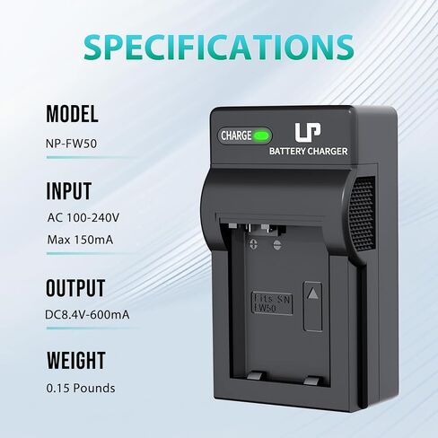 LP-NP-FW50 Battery Pack and Portable Charger,LP 2-Pack Replacement Battery Compatible with Sony Alpha A6000, A6400, A6100, A6300, A6500, A5100, A7, A7 II, A7R, A7R II, A7S, A7S II and Other Cameras in Saudi Arabia