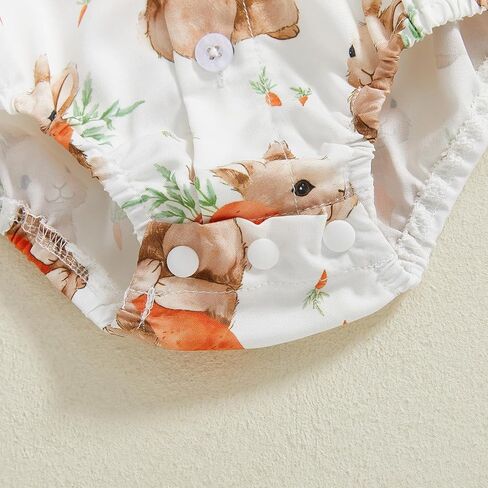 Baby Boy Easter Outfit Bunny Bunny/Carrot/Chick Print Dress Shirt Bodysuit Lapel Button Short Sleeve Romper Top in Saudi Arabia