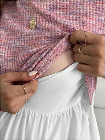 قمم تمريض الأمومة النسائية المكيميتشية طباعة مخططة طباعة طويلة الأكمام مزدوجة طبقة peplum قمم وردية متوسطة in Kuwait