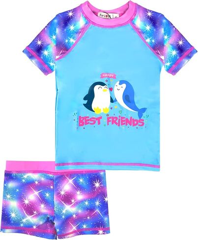 Girls Swimsuit 2-Piece Rash Guard Swimwear Set Girls Bathing Suits 2-10 Years in Saudi Arabia