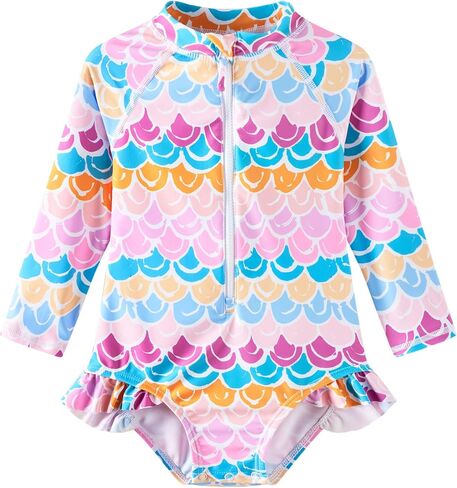 Umelok Baby Girls 'One Piece Swimsuit Rash Guard Swimwear Long Long مع حماية من أشعة الشمس UPF 50+ in Kuwait