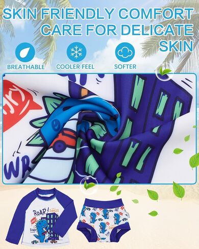 ALVABABY Long Sleeve Rashguards with Swim Diaper,Baby/Toddler Swimwear Sets,Girl/Boy Swimsuit 2 Piece Bathing Suit 12M-3T in Saudi Arabia