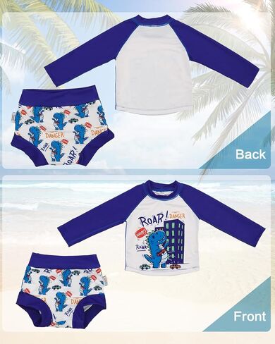 ALVABABY Long Sleeve Rashguards with Swim Diaper,Baby/Toddler Swimwear Sets,Girl/Boy Swimsuit 2 Piece Bathing Suit 12M-3T in Saudi Arabia