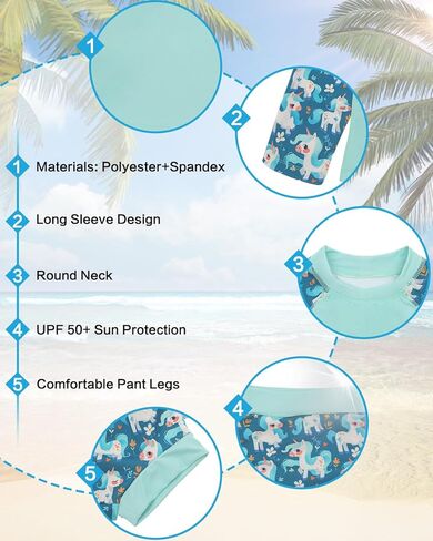 ALVABABY Long Sleeve Rashguards with Swim Diaper,Baby/Toddler Swimwear Sets,Girl/Boy Swimsuit 2 Piece Bathing Suit 12M-3T in Kuwait