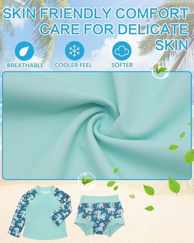 ALVABABY Long Sleeve Rashguards with Swim Diaper,Baby/Toddler Swimwear Sets,Girl/Boy Swimsuit 2 Piece Bathing Suit 12M-3T in Kuwait