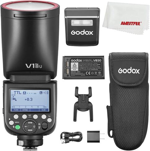 Godox V1Pro S V1Pro-S USA إصدار TTL Camera Camera Flash ، 76WS HSS 1/8000S ، بطارية ليثيوم مدمجة ، مصباح نمذجة LED ، LNNOVative Flash SU-1 لكاميرا Sony in Saudi Arabia