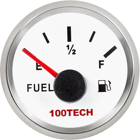 100TECH Fuel Gauge 0-90 ohm Marine Fuel Gauge Boat 52mm 2-1/16" Aftermarket Fuel Level Gauge Automotive Replacement Gauge Motocycle Car Truck RV Vehicle with 8 Color Selectable Backlit White in Kuwait