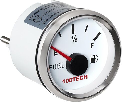100TECH Fuel Gauge 0-90 ohm Marine Fuel Gauge Boat 52mm 2-1/16" Aftermarket Fuel Level Gauge Automotive Replacement Gauge Motocycle Car Truck RV Vehicle with 8 Color Selectable Backlit White in Kuwait