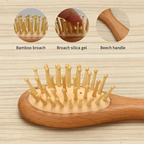 Wooden Natural Goat Bristle Brush and Cradle Cap Comb Set - 5 in 1 Baby Grooming Kit for Newborns, Toddlers, Boys, and Girls (Blue) in Kuwait