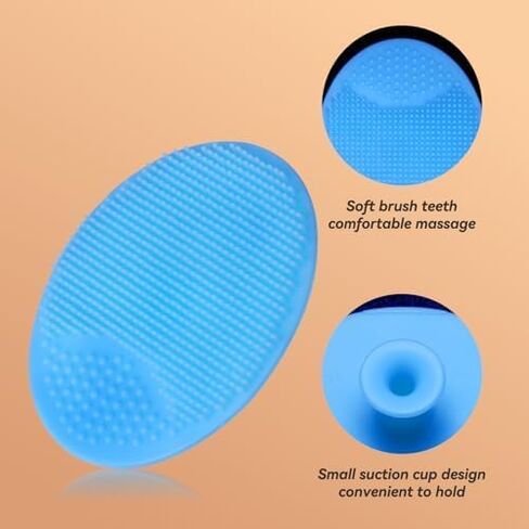 Wooden Natural Goat Bristle Brush and Cradle Cap Comb Set - 5 in 1 Baby Grooming Kit for Newborns, Toddlers, Boys, and Girls (Blue) in Kuwait