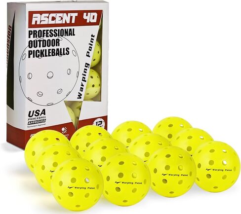 Outdoor Pickleball Balls Usapa Approved | 4 Pack, 12 Pack | 40 Holes Competition Pickle Balls for Tournament Play | Crack Resistant Pickleball for Beginner Intermediate Pro Player in Saudi Arabia