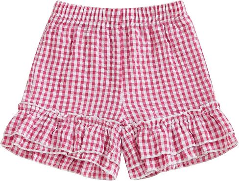 Toddler Baby Girl Plaid Ruffle Shorts Elastic Waist Wide Leg Gingham Boxer Shorts Infant Cute Summer Beach Checkered Bottoms in Kuwait